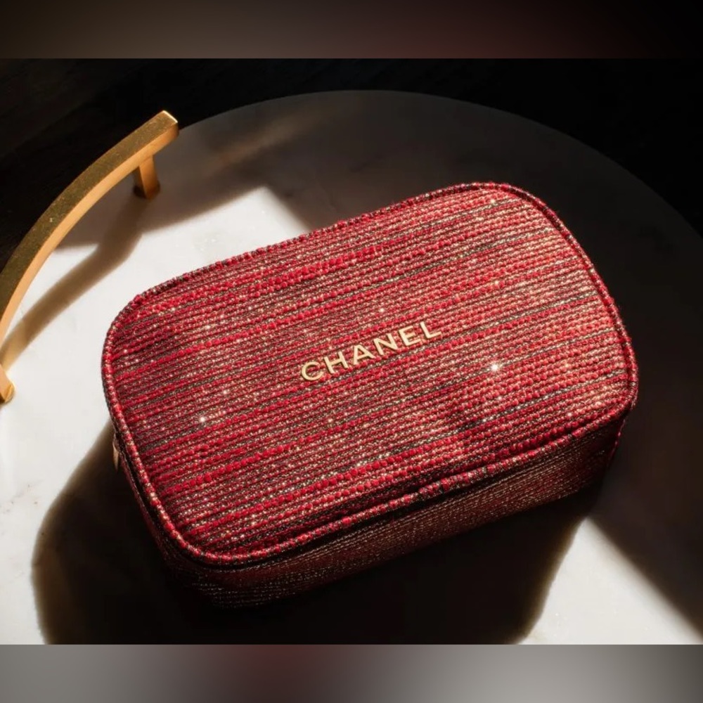 CHANEL Red Cosmetic Bag